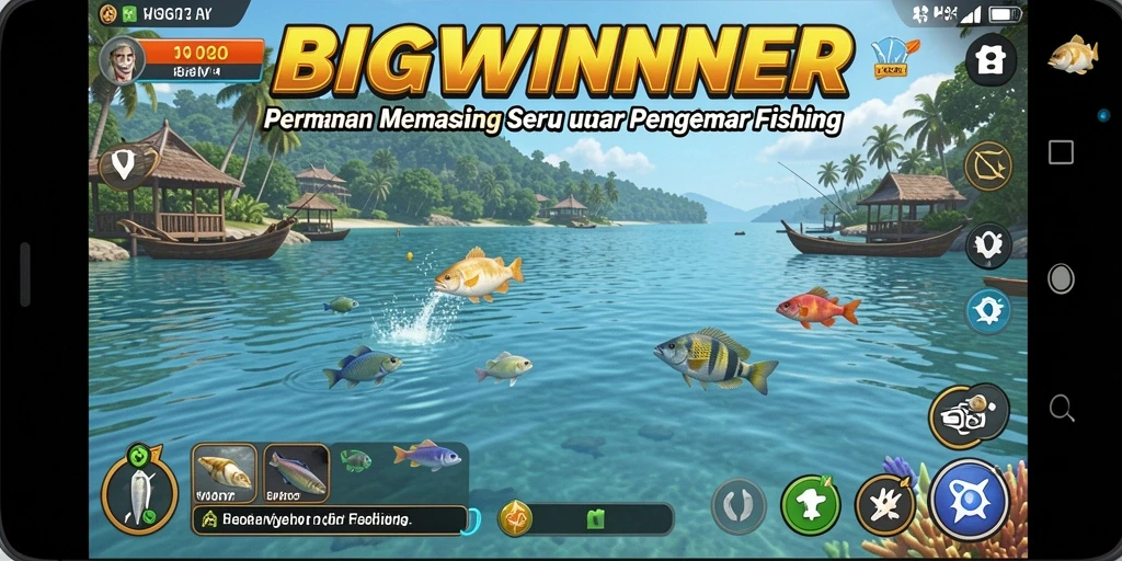 Tampilan gameplay mengasyikkan di BIGWINNER dengan pemancing yang beraksi.