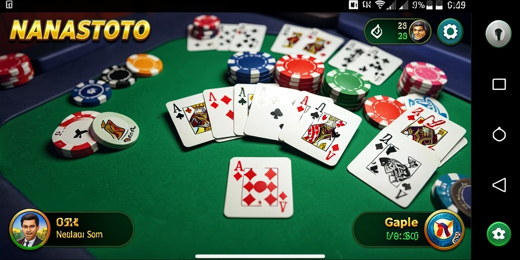 Tampilan gameplay NANASTOTO yang mengasyikkan saat bermain Gaple.
