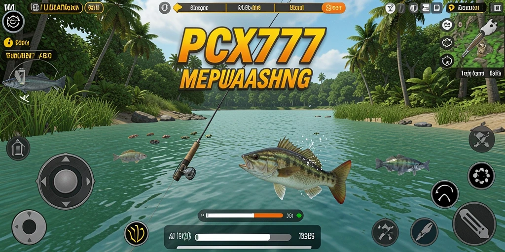 Screenshot gameplay PCX777 menampilkan momen menarik saat memancing.