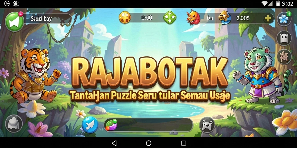 Screenshot gameplay RAJABOTAK menampilkan berbagai level teka-teki yang menantang.