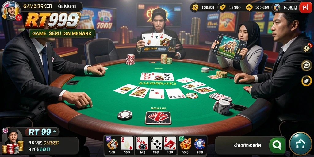 Screenshot gameplay RT99 menampilkan aksi poker yang mengasyikkan.