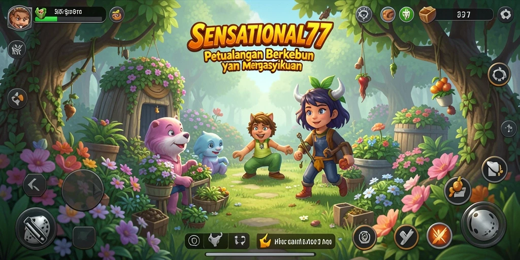 Tangkapan layar SENSATIONAL77 dengan gameplay berkebun yang menyenangkan.