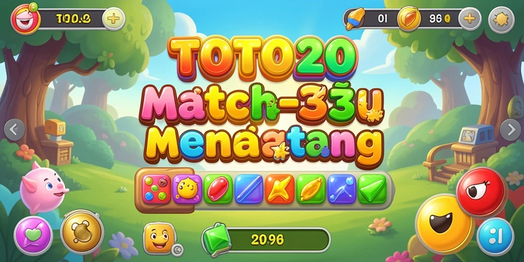Tampilan gameplay TOTO20 dengan grafis Match-3 yang menarik.