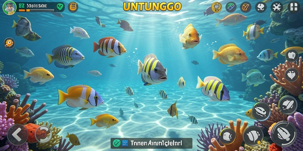 Tangkapan layar dari gameplay seru UNTUNGGO Tembak Ikan.